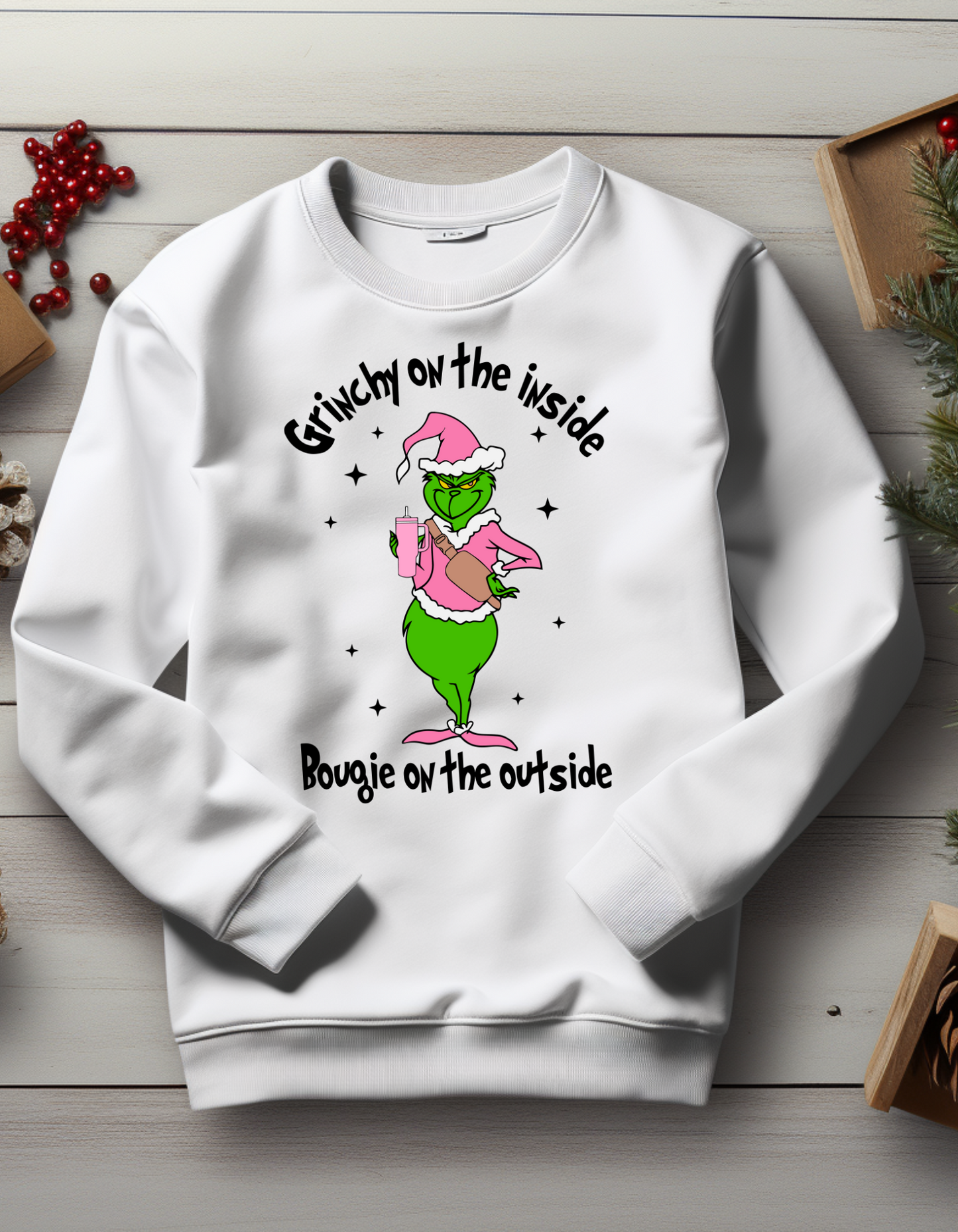 Pink Grinchy on the Inside Sweatshirt